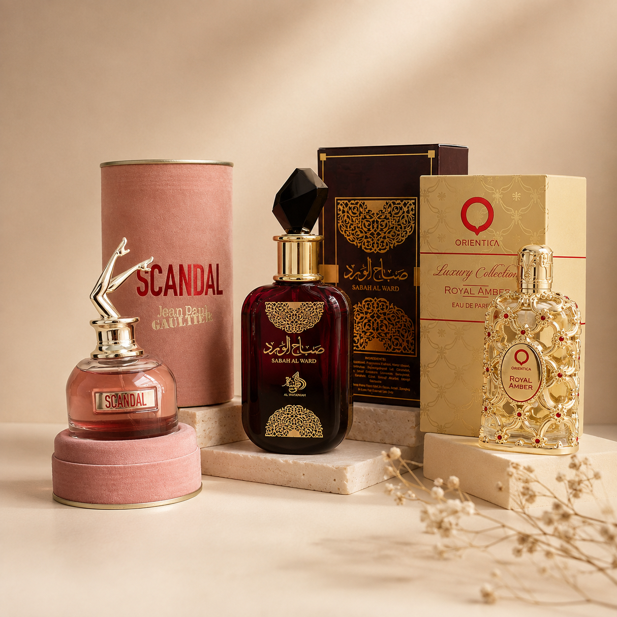 Promoção Compre 1 e Leve 3 Perfumes – Scandal, Sabah Al Ward e Royal Amber – (100ml Cada)d