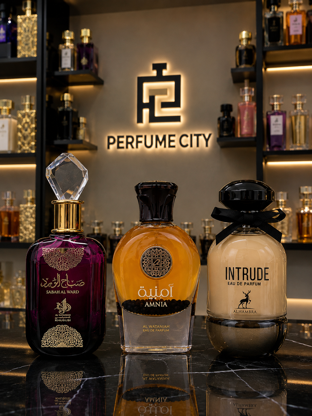 Promoção Compre 1 e Leve 3 Perfumes –Sabah Al Ward,Amnia Al Wataniah e Alhambra L'Intru  – (100ml Cada)