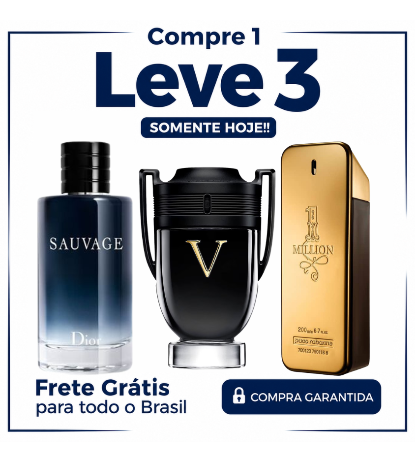 Promoção Compre 1 e Leve 3 Perfumes – Sauvage Dior, Invictus Victory e 1 Million – (100ml Cada)